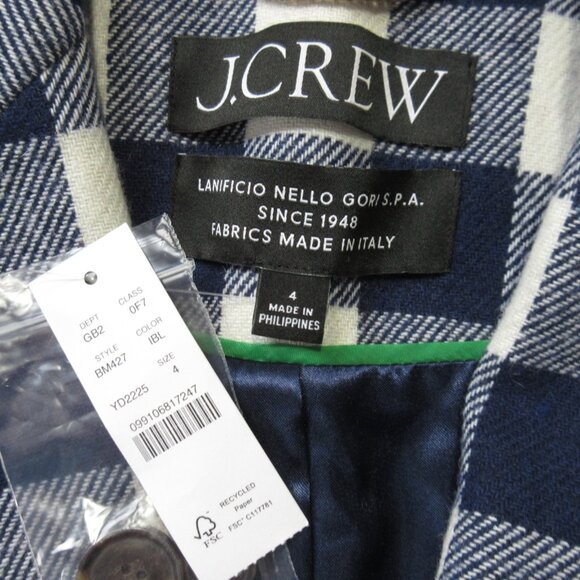 NWT J.Crew Alfie Topcoat in Ivory Blue Buffalo Check Italian Wool Coat 4 - Picture 3 of 11